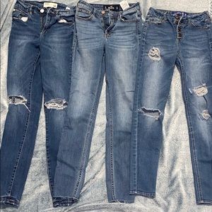 set of three denim jeans